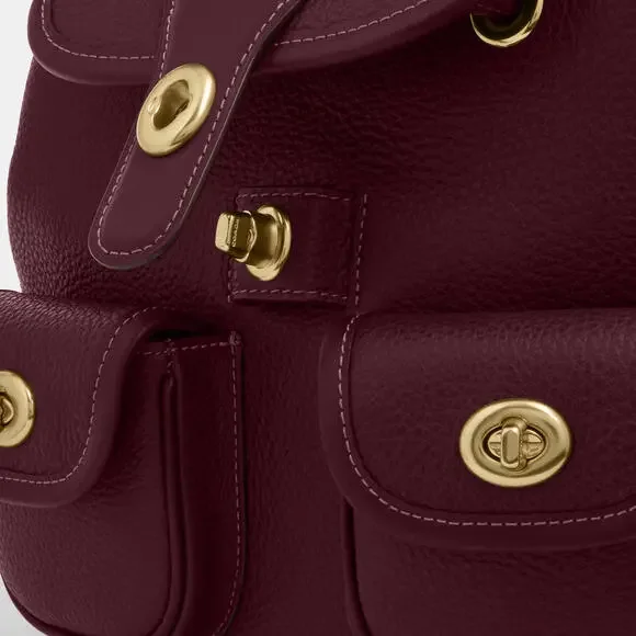 Coach Deep Wine Gold Hadley Small Backpack NWT Double Turnlock - Picture 3 of 3